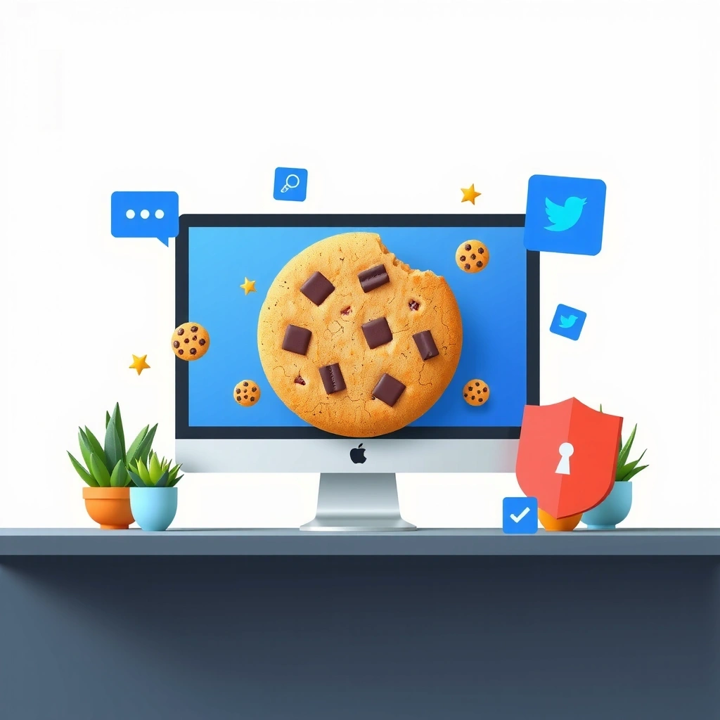 Illustration showing cookies and digital fingerprint