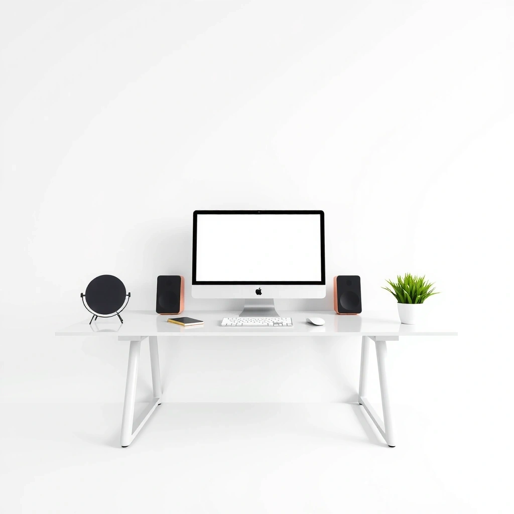 Minimalist web design workspace with clean desk setup